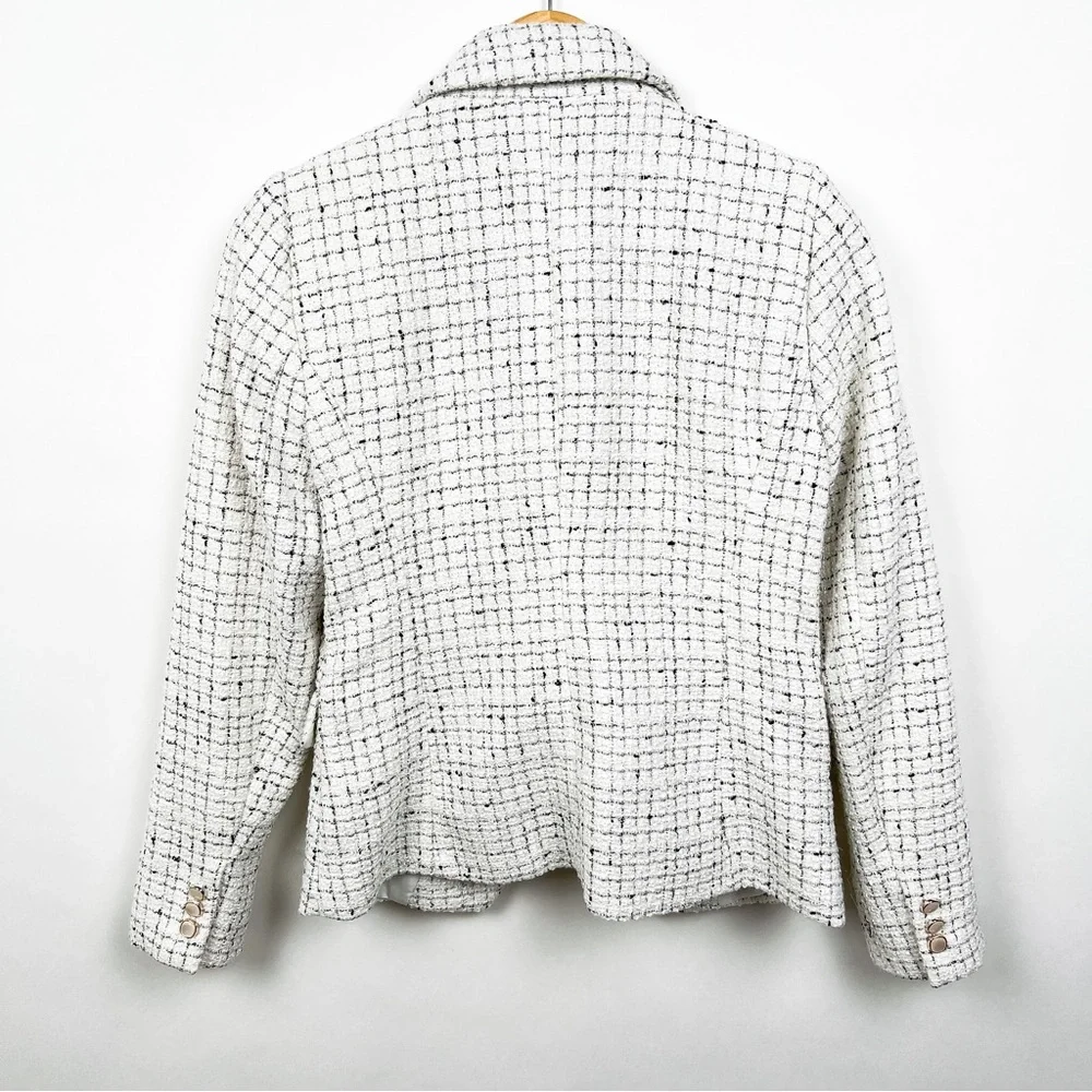 Rachel Zoe double breasted tweed white black blazer size small - Picture 5 of 6